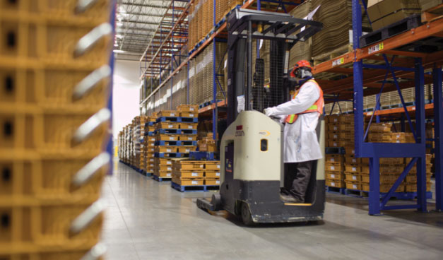 Man driving a forklift